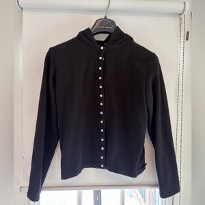 Agnes B. Black Hoodie Sweatshirt with Button-Up Design